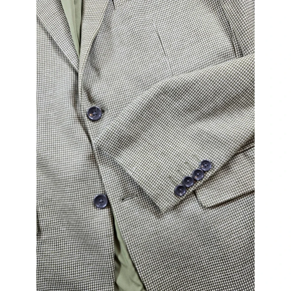 PJ Paul Jones Blazer Mens Large Olive Green Houndstooth Golf Sport Coat